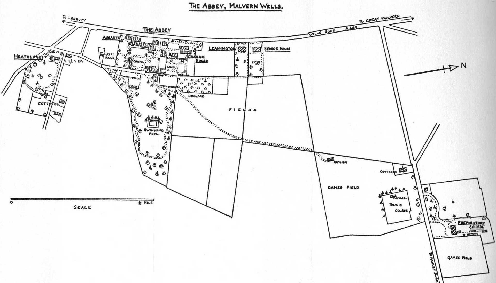 Map of the Abbey School Malvern Wells
