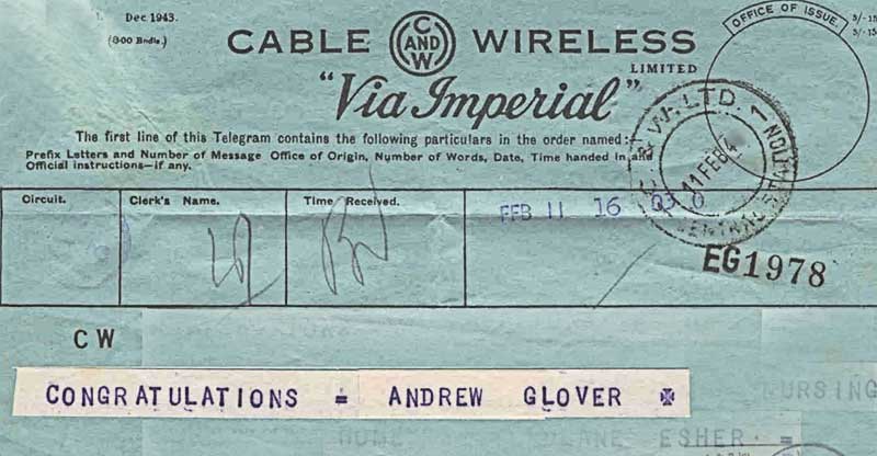 A Cable and Wireless telegram from Gibraltar circa 1940s