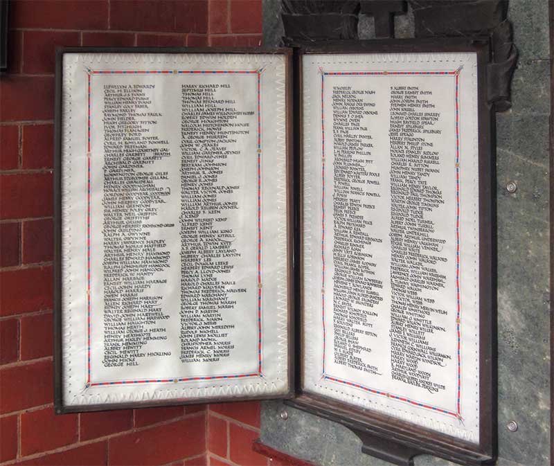Panels 2 and 3 of Malvern memorial