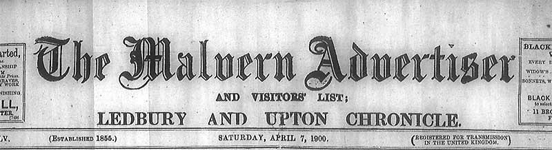 Malvern Advertiser header 1900