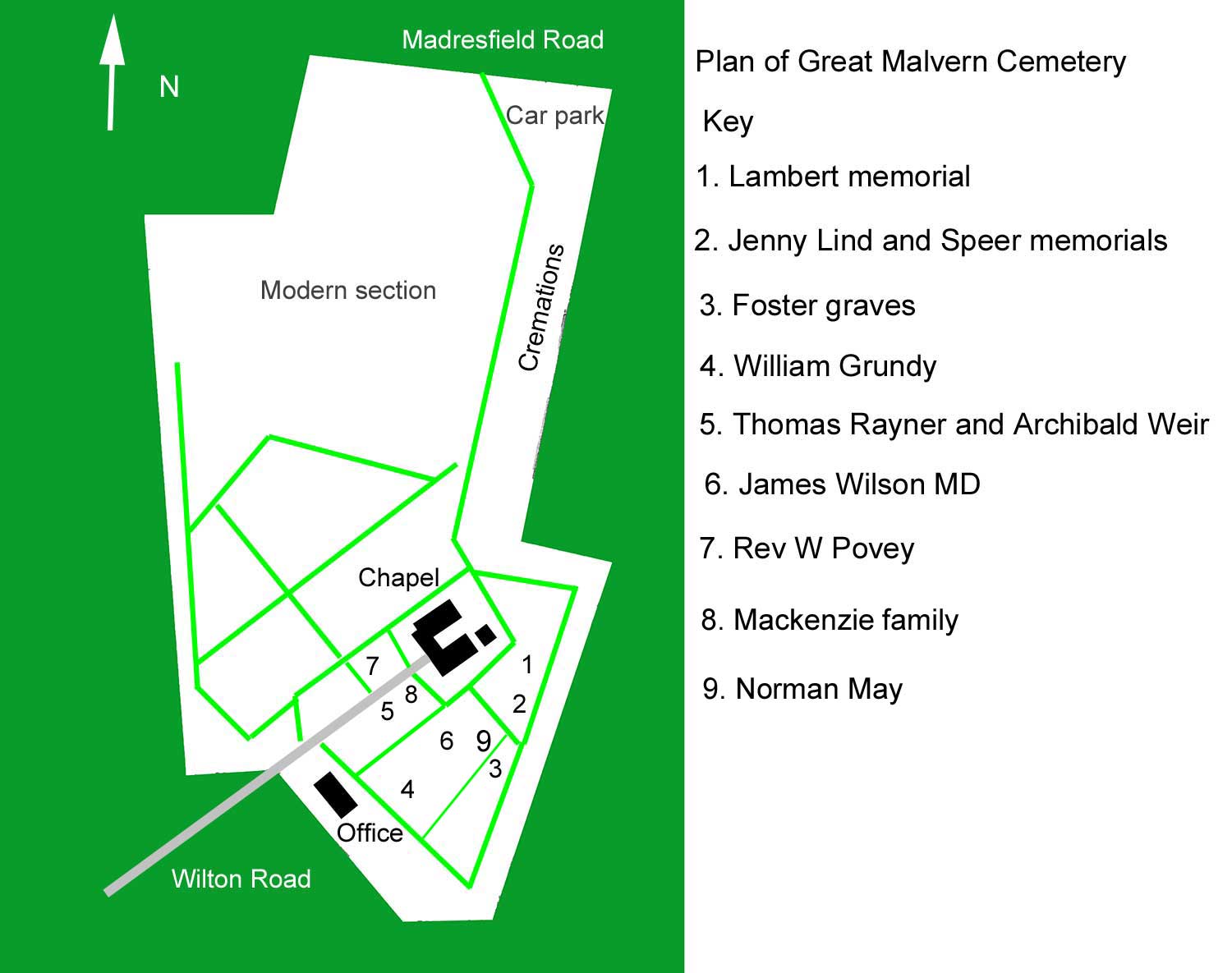 Plan of Great Malvern cemetery