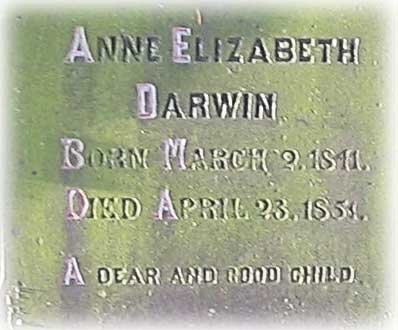 Inscription on Anne Darwin's grave 