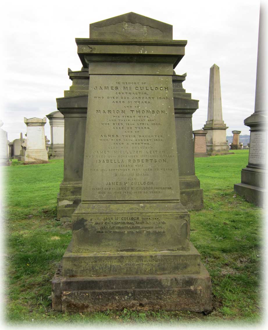 James McCulloch's memorial, died 1849 Glasgow