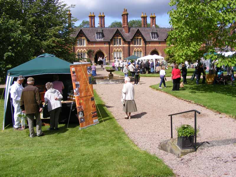 The honey tent (on the left)