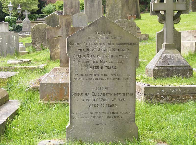 Headstone of the Mainguy sisters