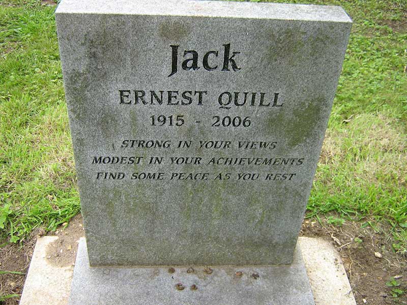 Jack's headstone