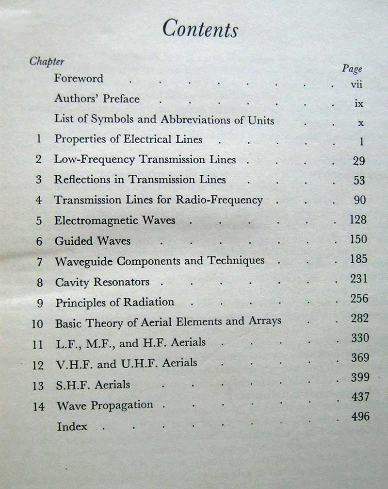 Transmission and Propagation contents page